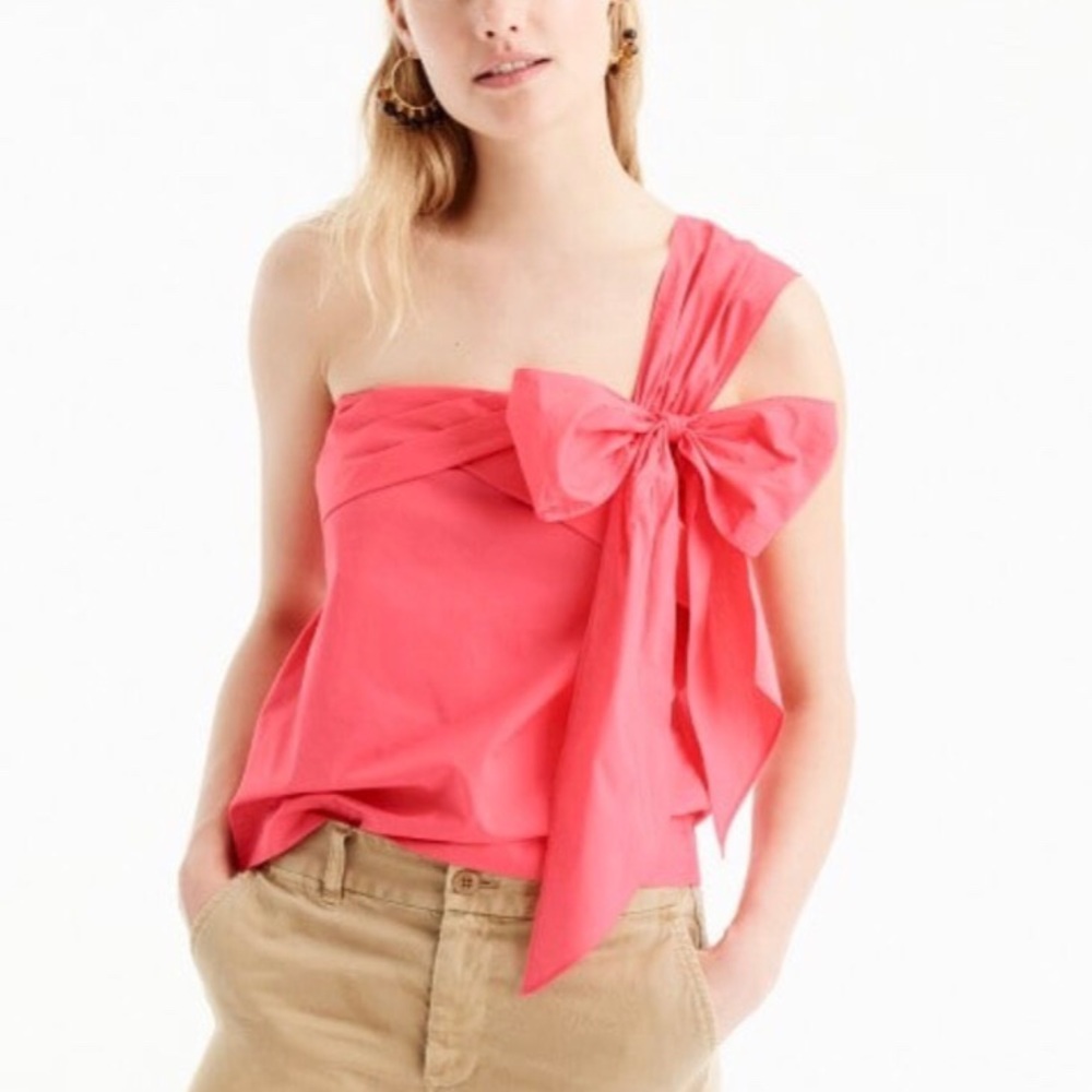 NWT J.Crew one shoulder bow top